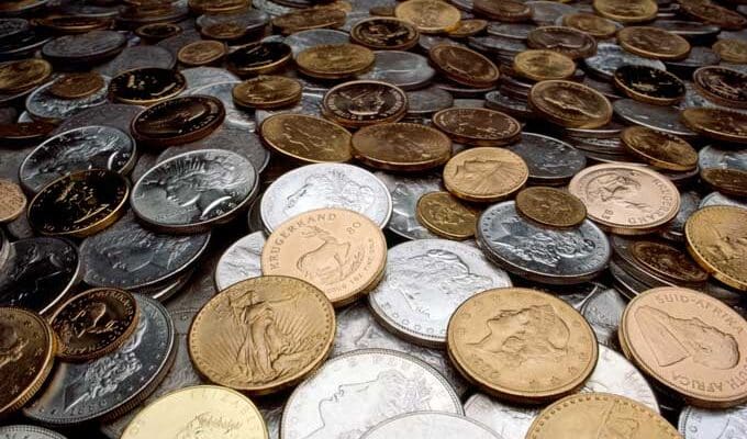 Assorted gold and silver coins