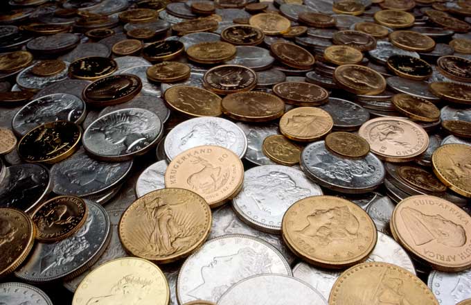 Assorted gold and silver coins