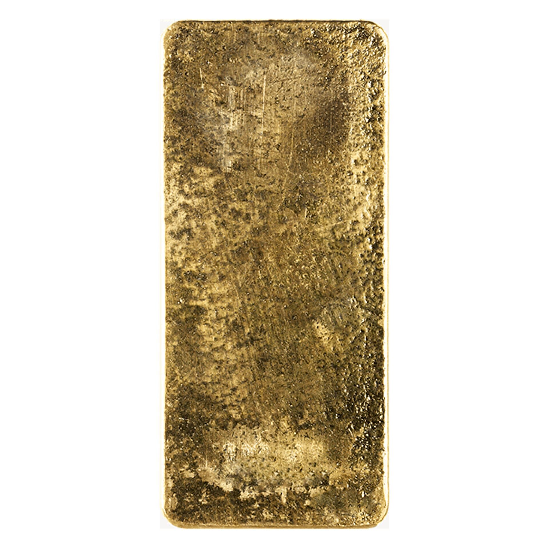 Reverse side of 1 kilo cast gold bar with smooth finish