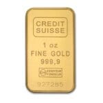 1 oz Credit Suisse Gold Bar – raw, .9999 fine gold without packaging