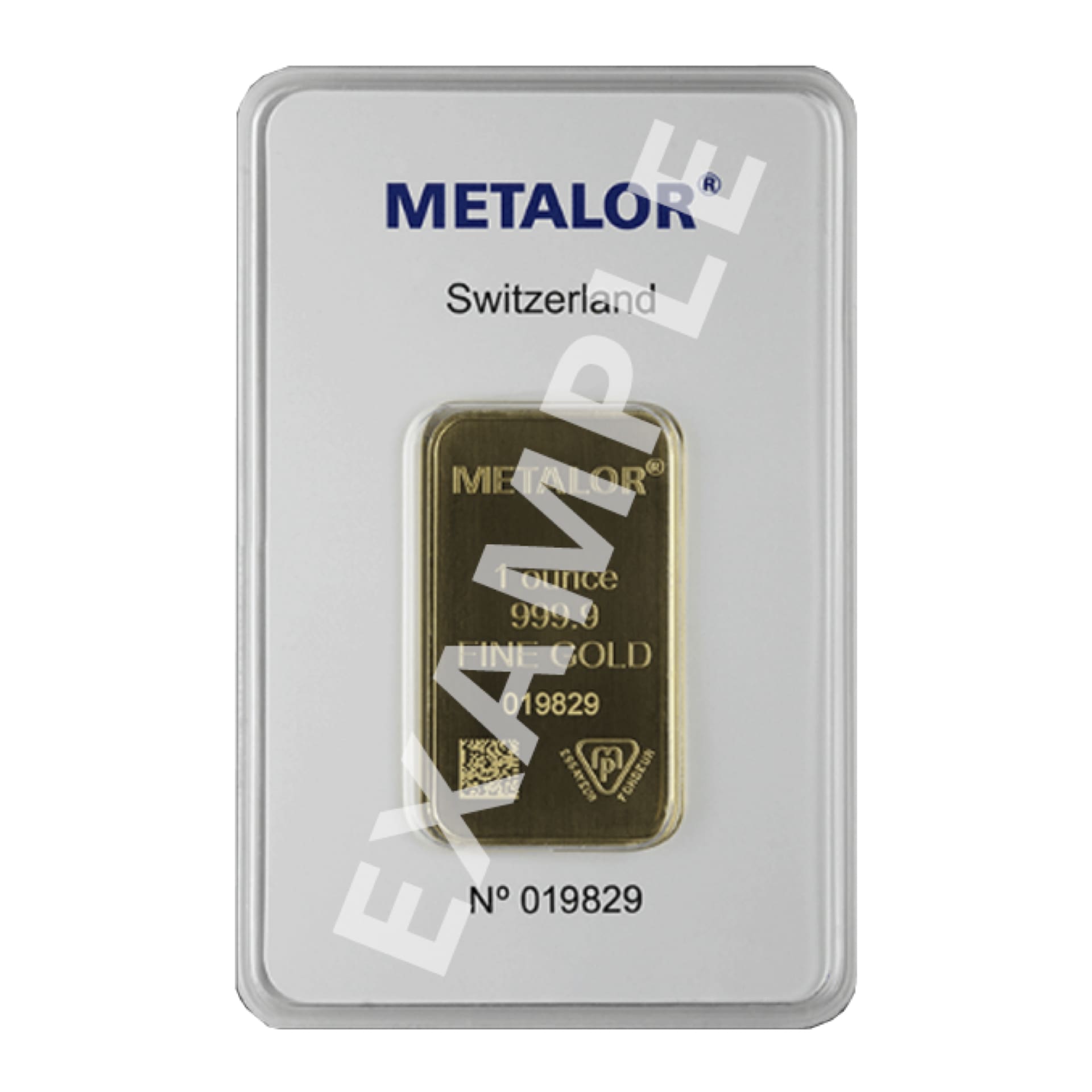 1 oz Gold Bar LBMA RSP Eligible – obverse, .9999 fine gold with serial number