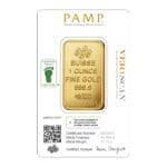 1 oz PAMP Suisse gold bar Lady Fortuna obverse
