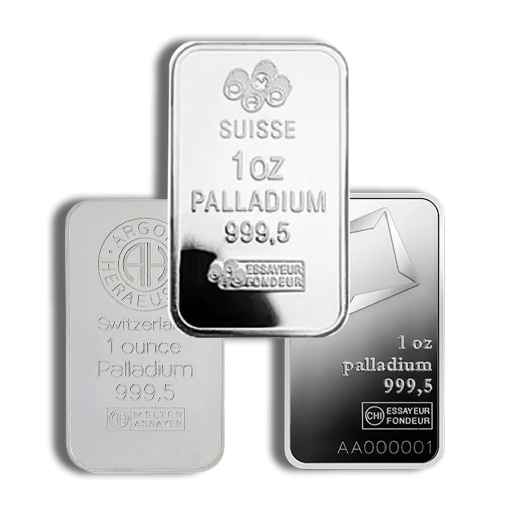 1 oz Palladium Bars Varied Mints – assorted branded bullion