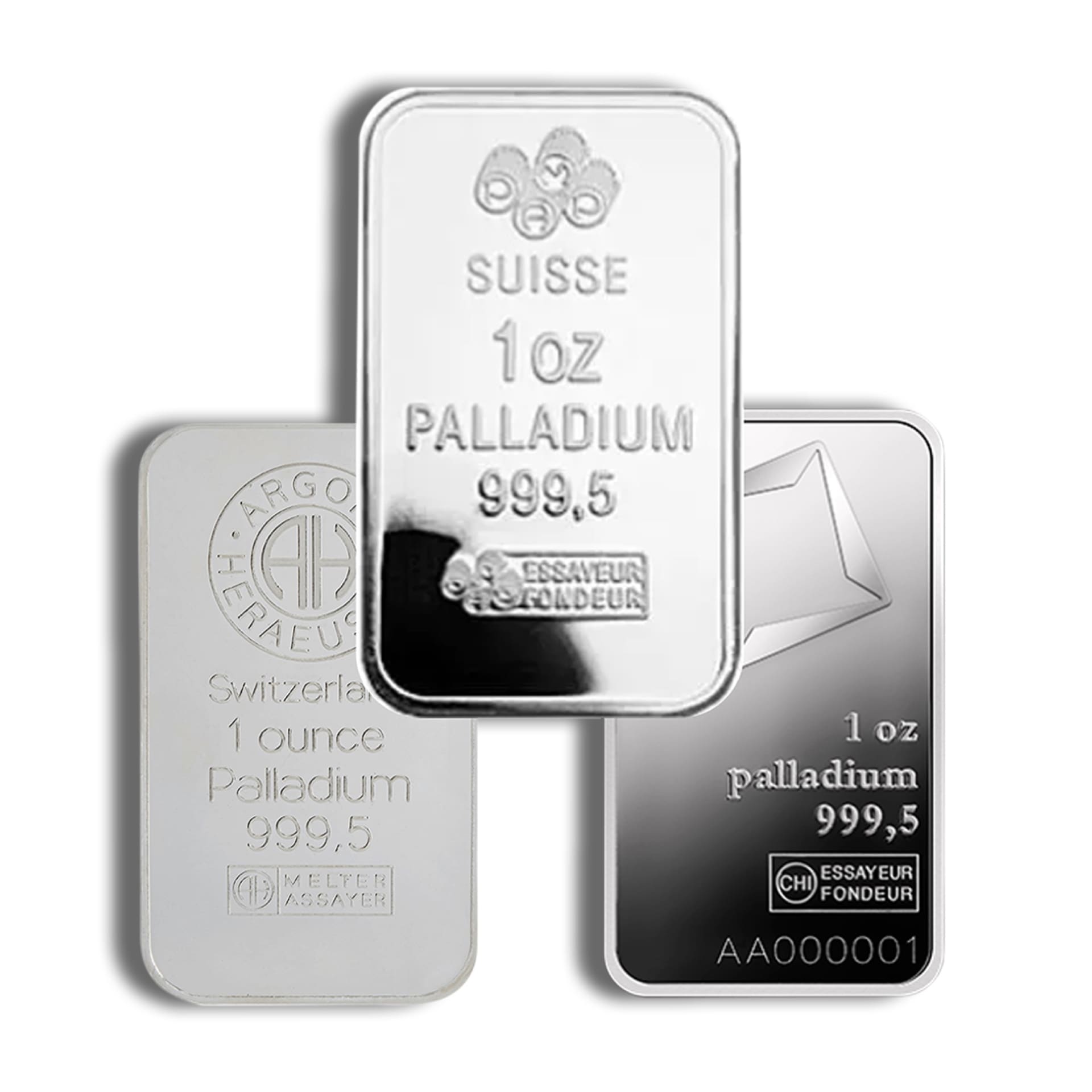 1 oz Palladium Bars Varied Mints – assorted branded bullion