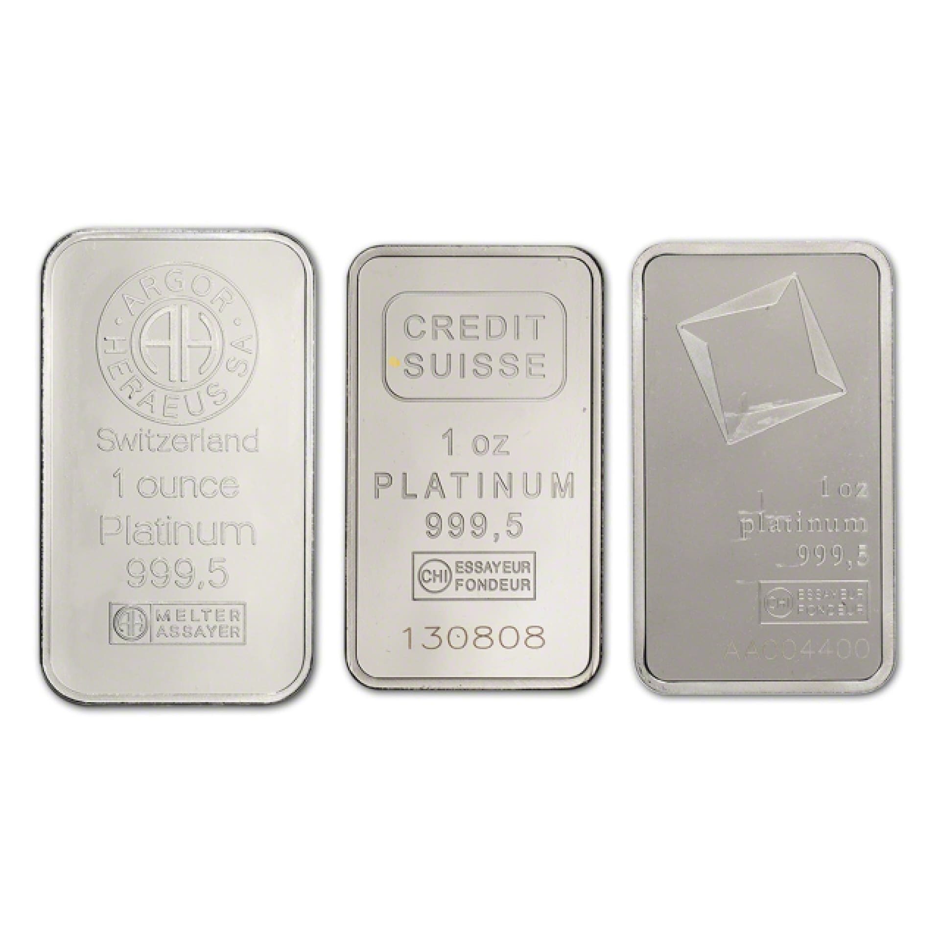1 oz platinum bar obverse in sealed assay