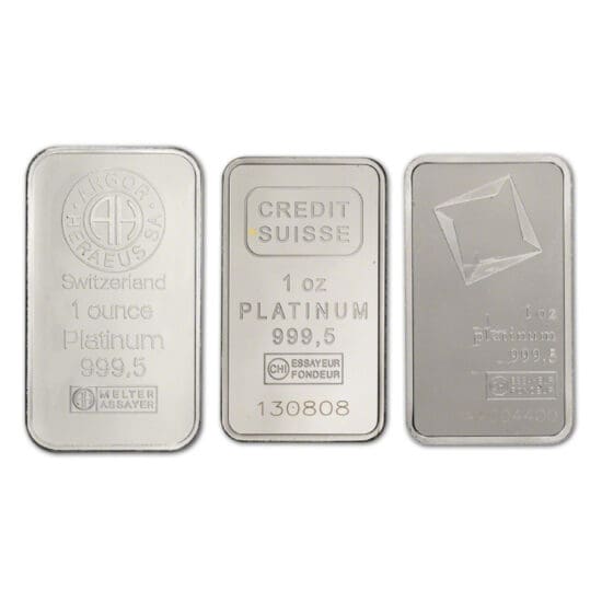 1 oz platinum bar obverse in sealed assay