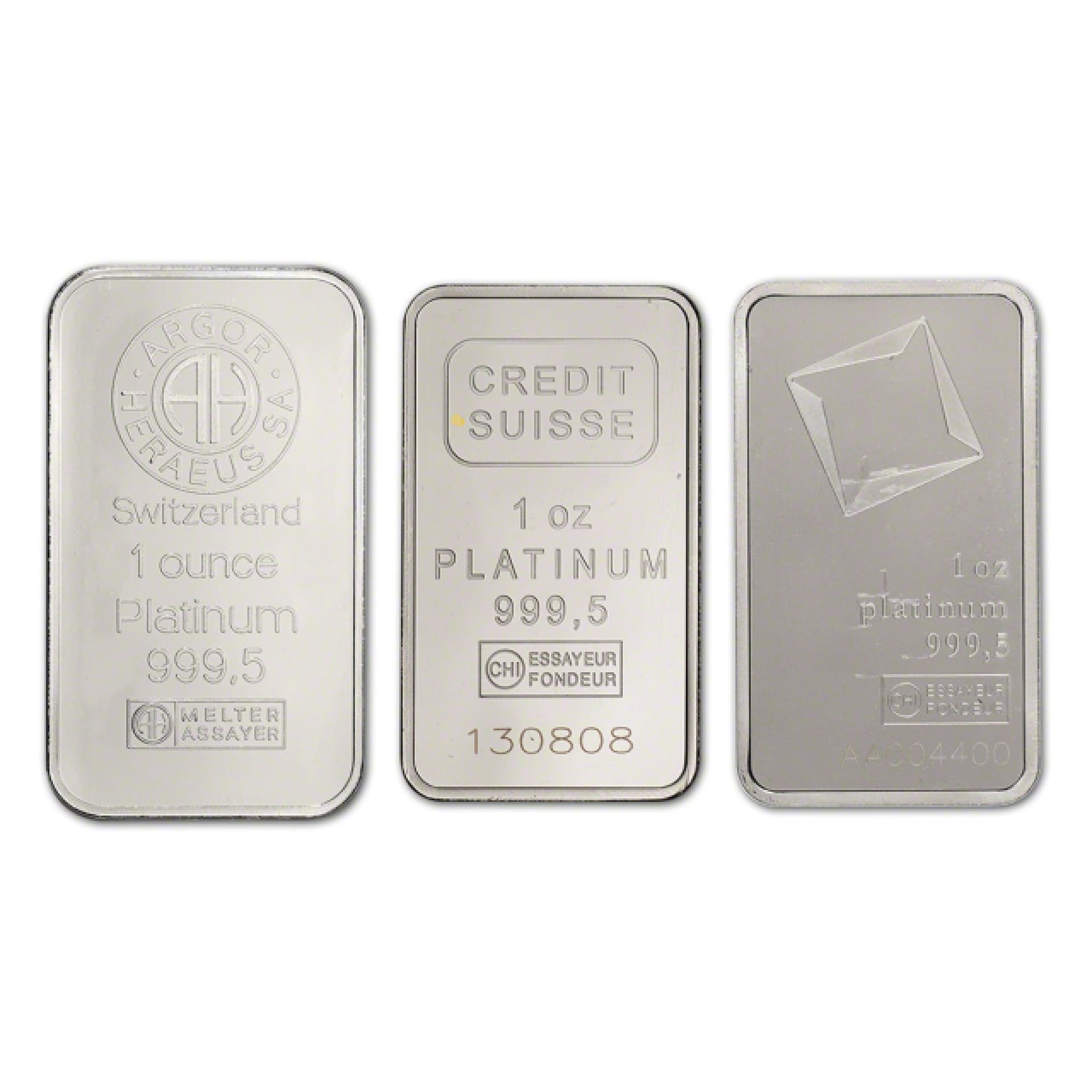 1 oz platinum bar obverse in sealed assay
