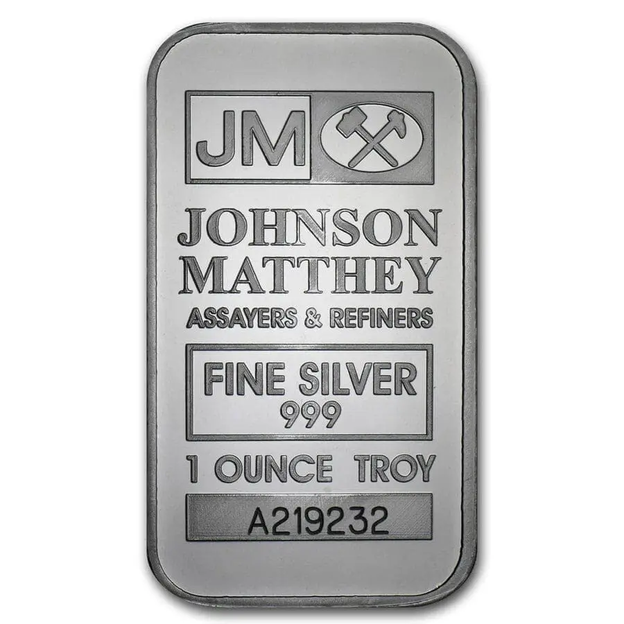 1 oz silver bar johnson matthey 68308 Obv