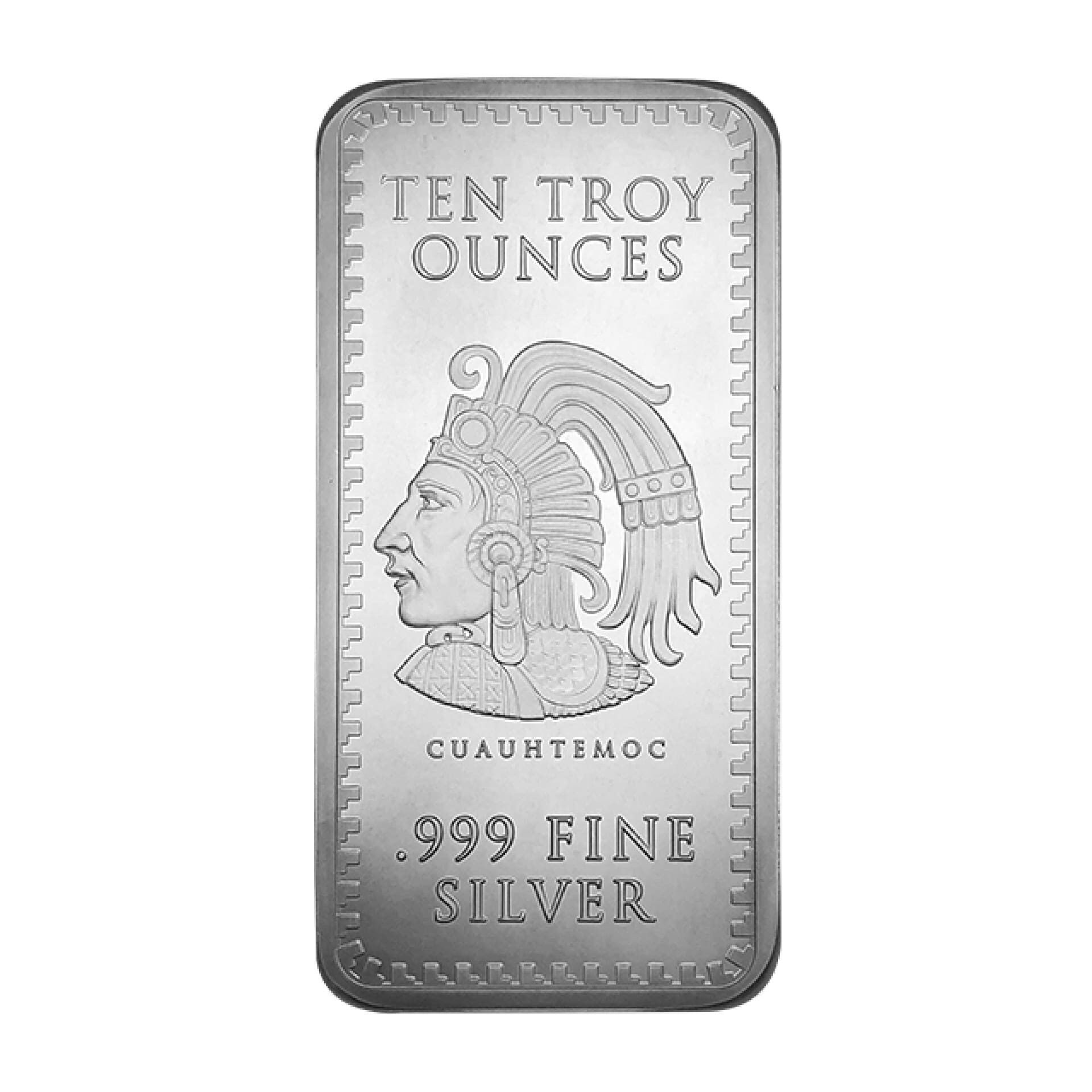 Obverse of 10 oz Aztec Calendar silver bar