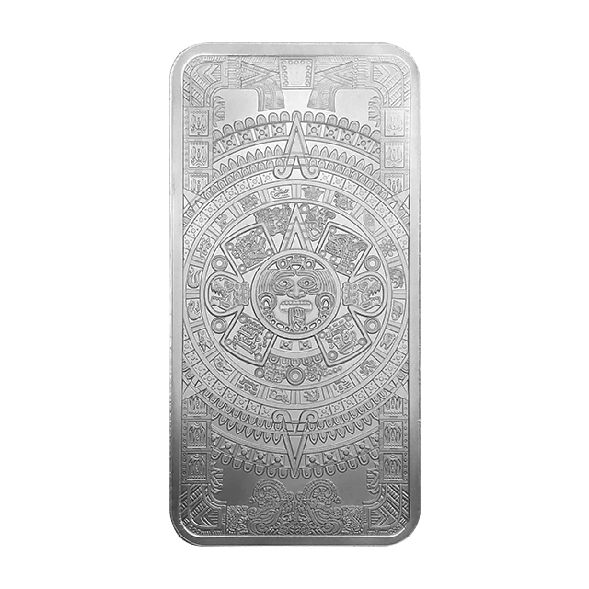Reverse of 10 oz silver Aztec Calendar bar