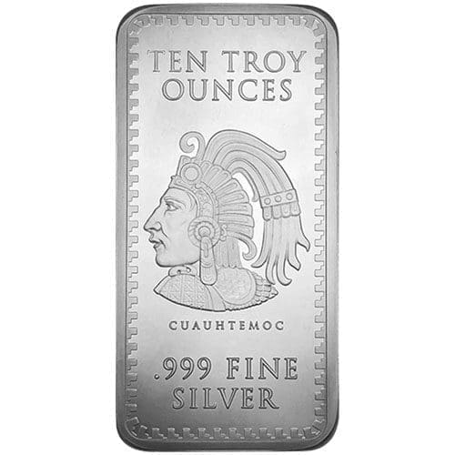 10 oz GSM Aztec Calendar Silver Bar back