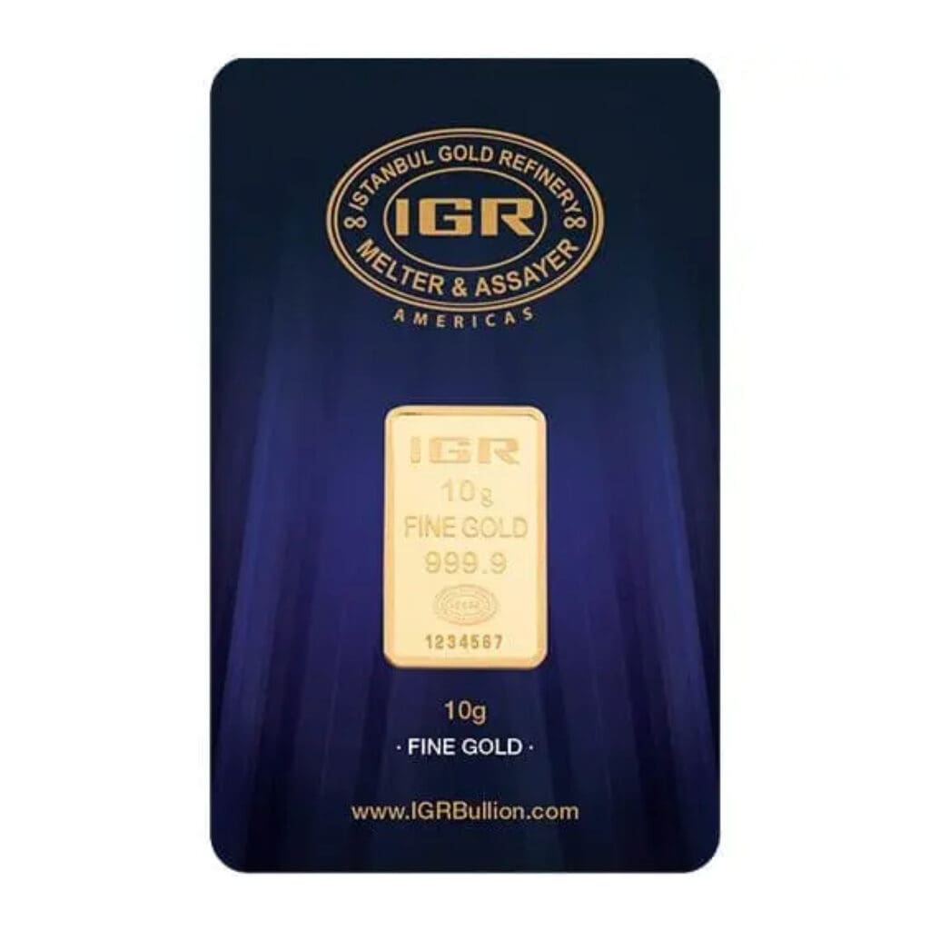 10 oz IGR gold bar obverse view