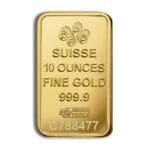 10 oz Gold Bar PAMP Suisse Fortuna – reverse with serial, purity, and Veriscan®