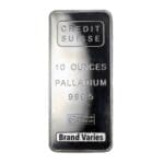 10 oz palladium bars from varied mints including Credit Suisse