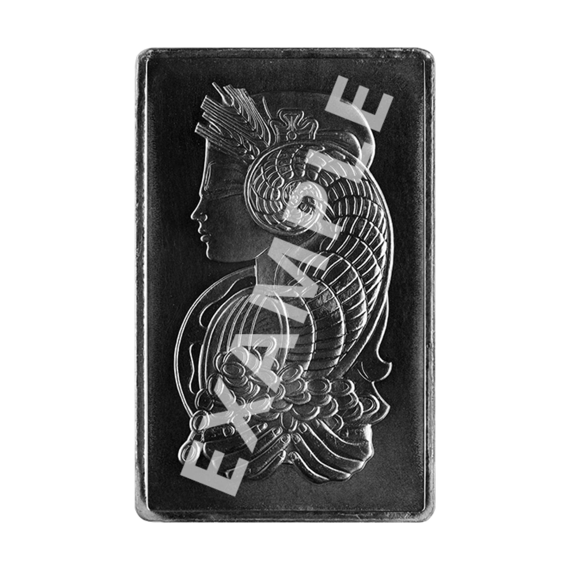 Reverse of sample 10 oz palladium bar with Lady Fortuna design