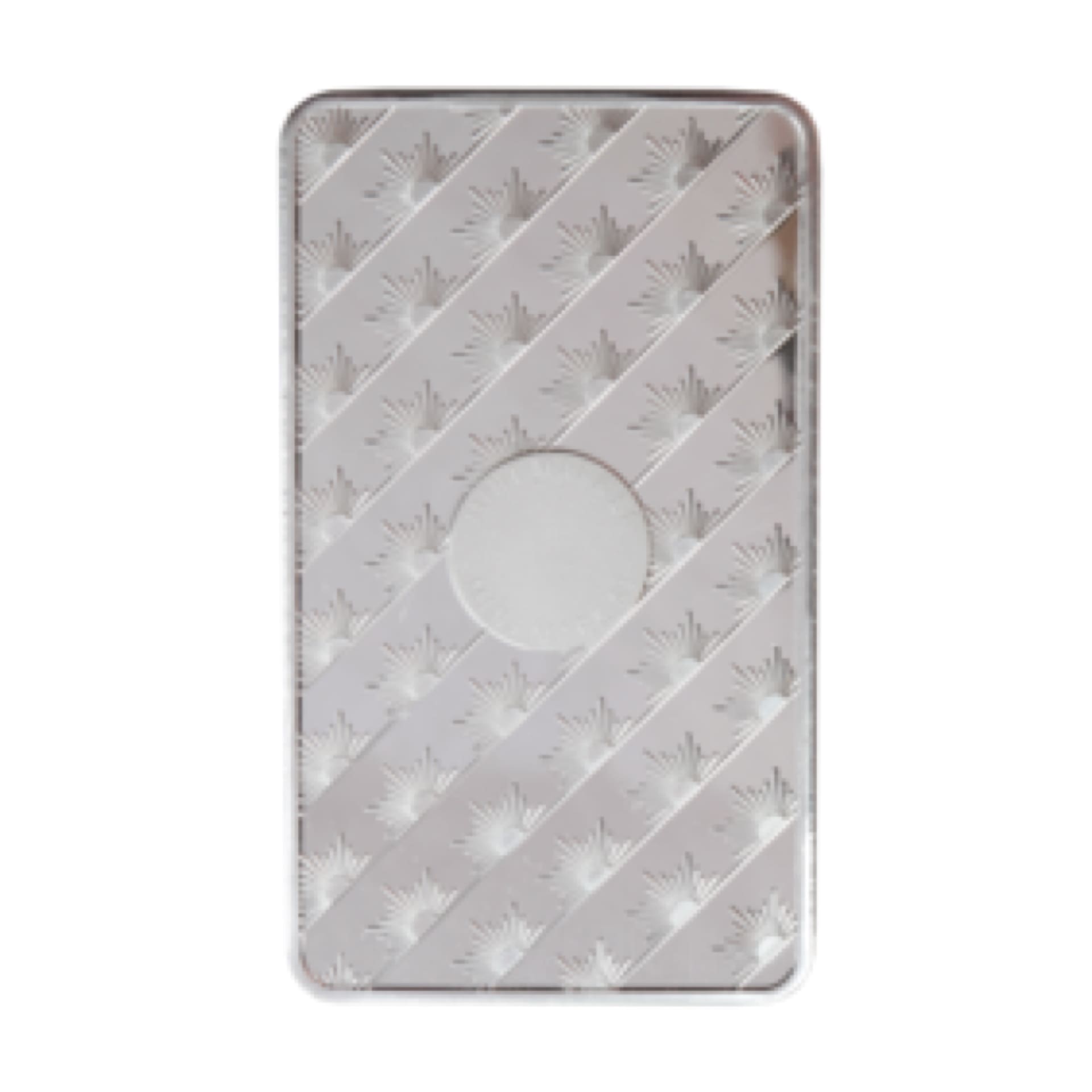 Reverse of varied 10 oz silver bar with mint security marks