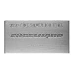 Obverse of 100 oz cast Engelhard silver bar