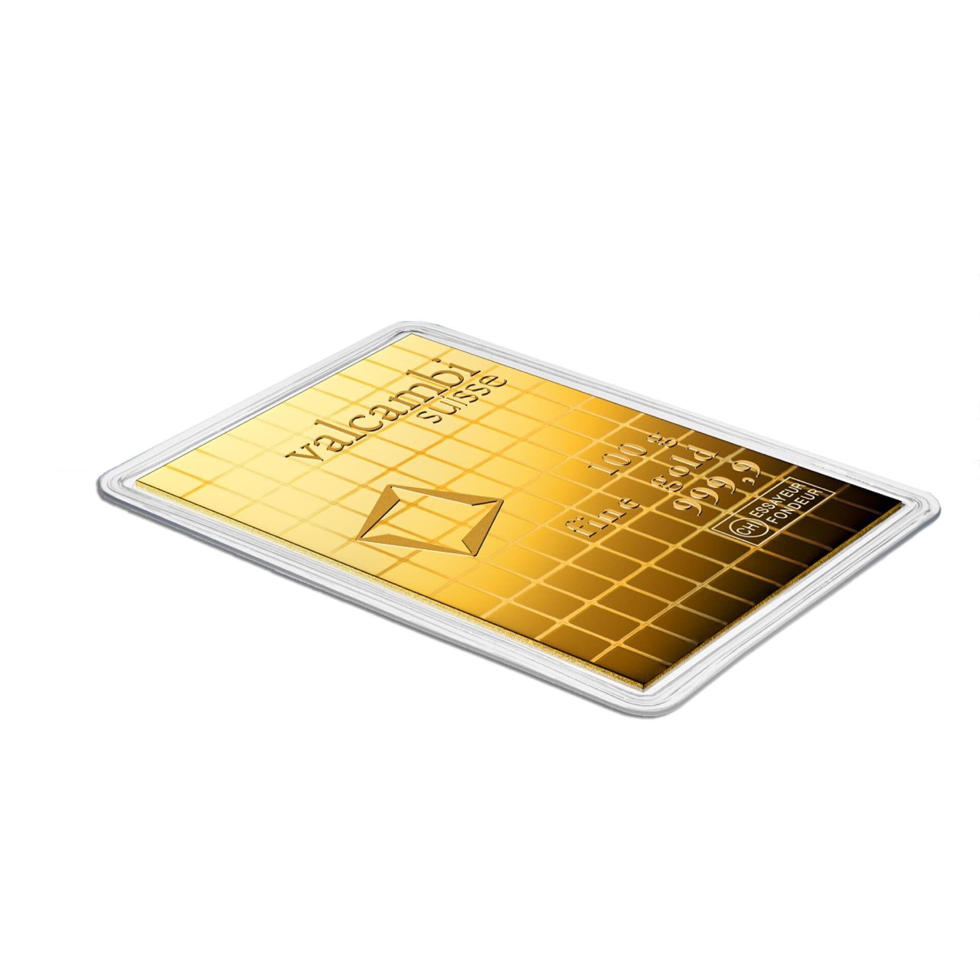 Reverse of Valcambi 100 x 1 gram Gold CombiBar
