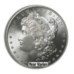 Obverse of BU Morgan Silver Dollar