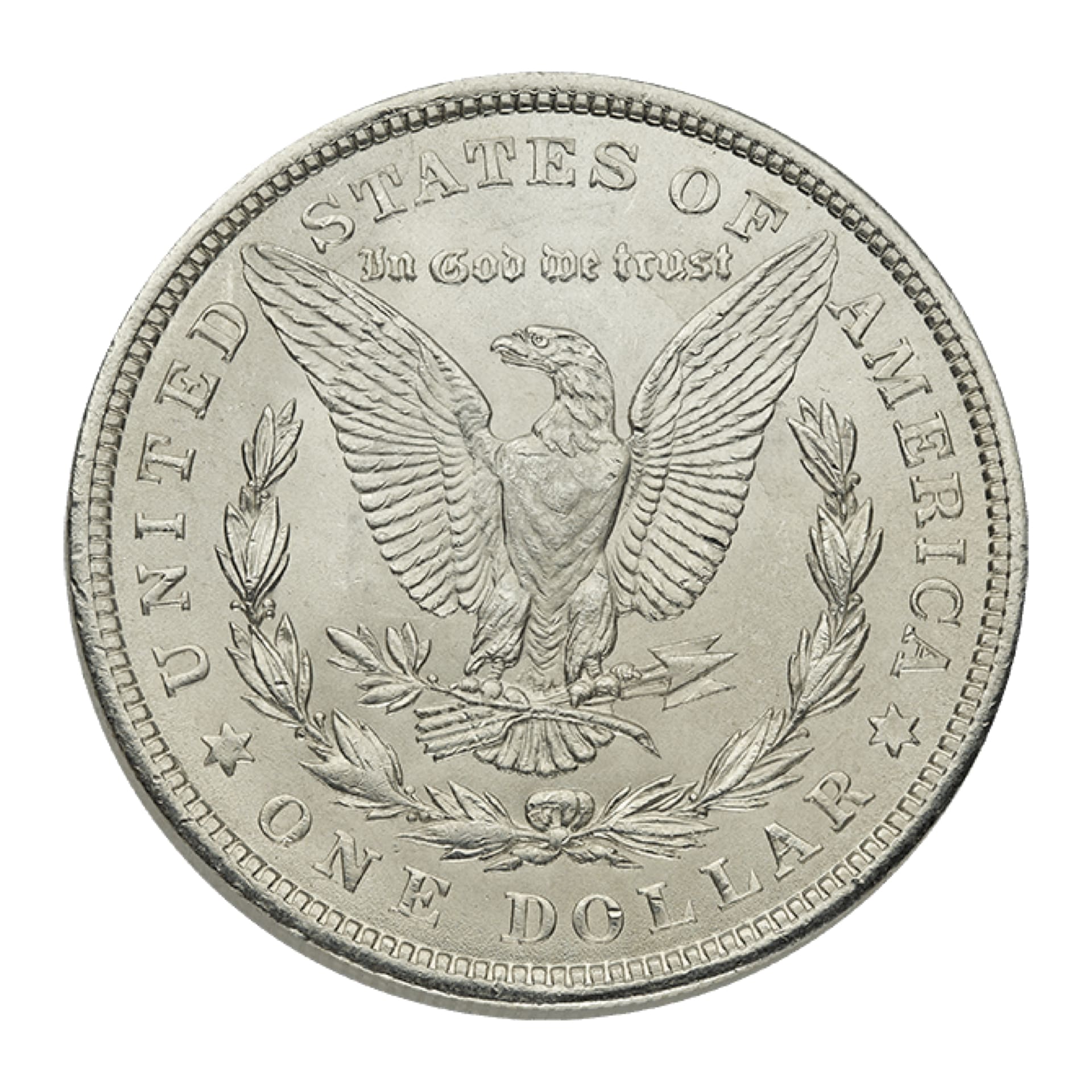 Reverse of BU 1921 Morgan Silver Dollar
