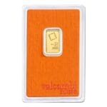 Obverse of 2.5 gram Valcambi Suisse gold bar