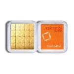 Obverse of 20 x 1 gram Valcambi Gold CombiBar