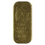 Obverse of a 5 oz LBMA-approved gold bar from a varied mint