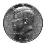 Obverse of a 90% Silver Kennedy Half Dollar with John F. Kennedy’s profile