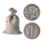 Canvas bag containing 90% Silver Mercury Dimes