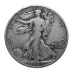 Obverse of 90% Silver Walking Liberty Half Dollar featuring Lady Liberty