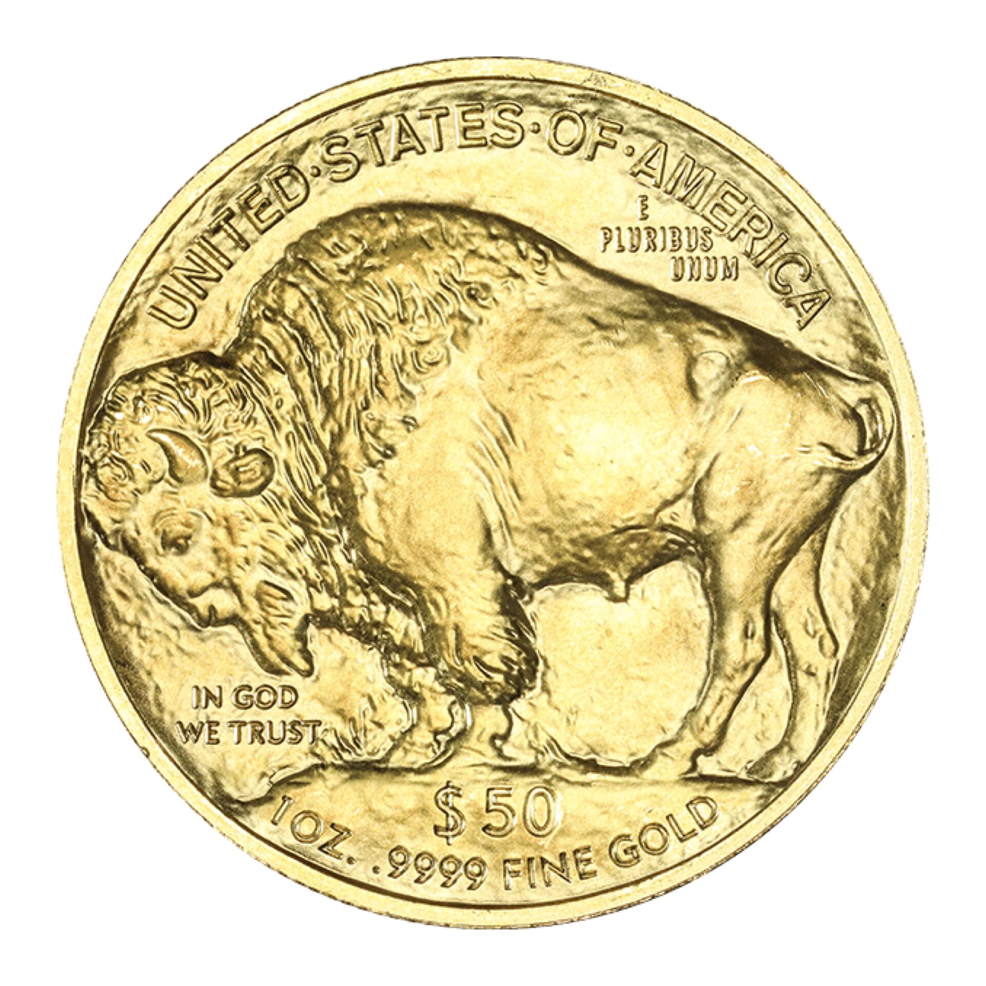 Reverse of 1 oz Gold American Buffalo coin depicting American bison