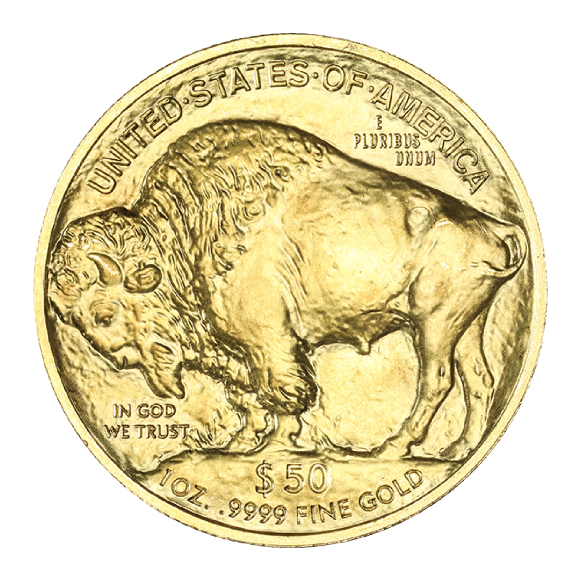 Reverse of 1 oz Gold American Buffalo coin depicting American bison