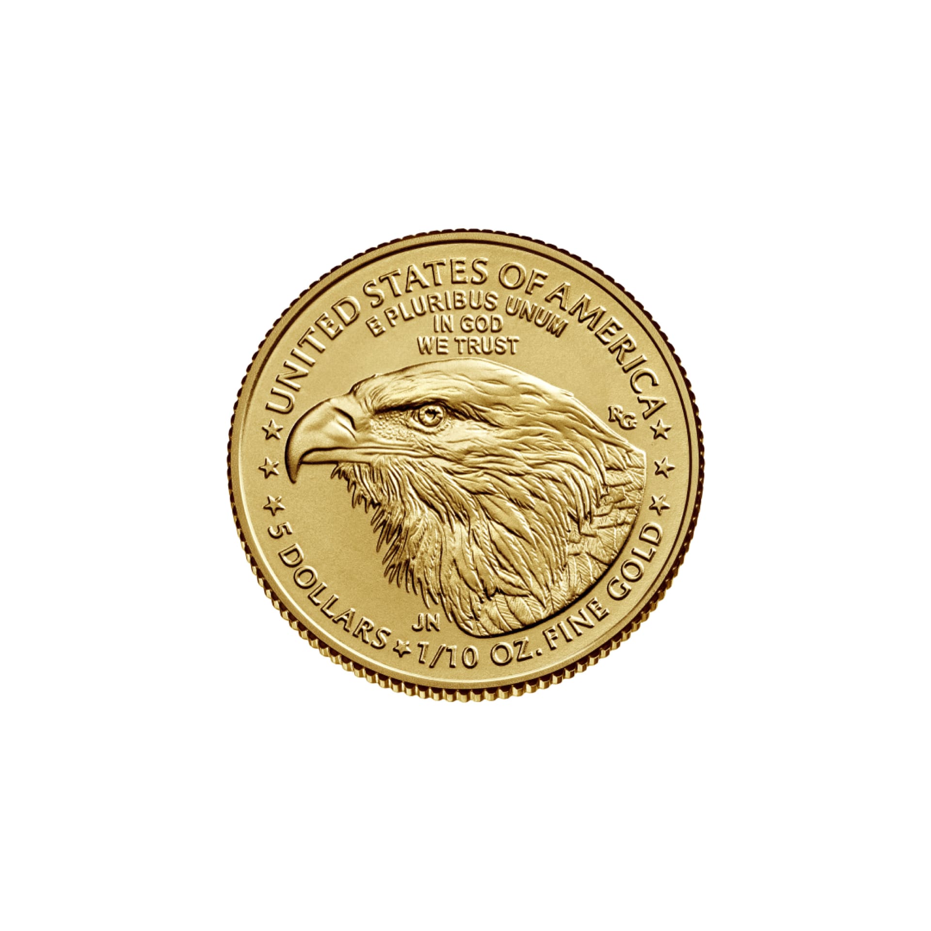 Reverse of 1/10 oz American Gold Eagle coin with eagle design
