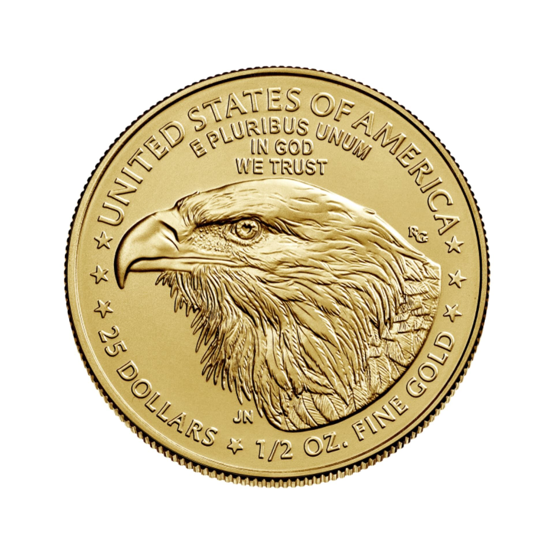 Reverse of 1/2 oz American Gold Eagle coin with eagle design