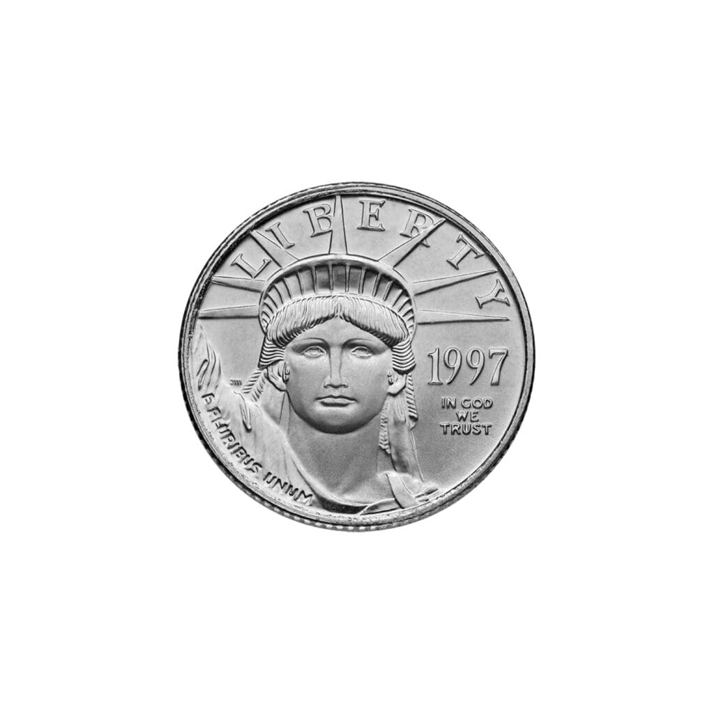 Obverse of 1/10 oz American Platinum Eagle featuring Liberty