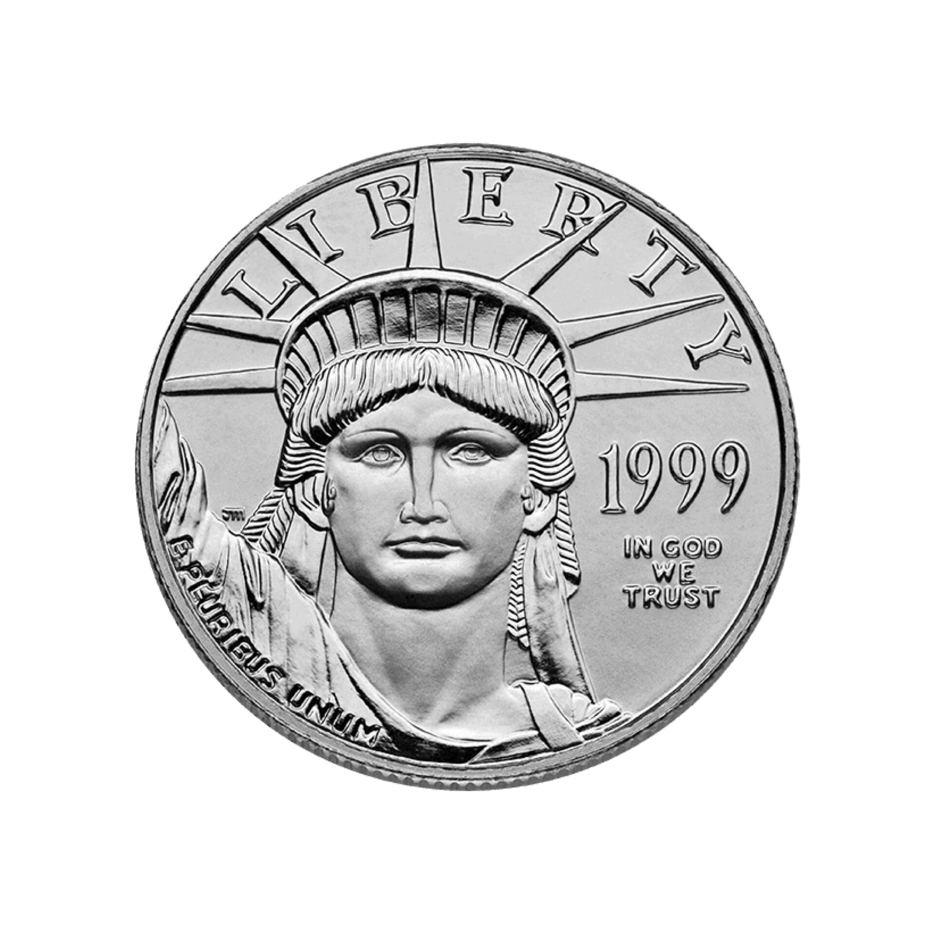 Obverse of 1/2 oz American Platinum Eagle showing Liberty