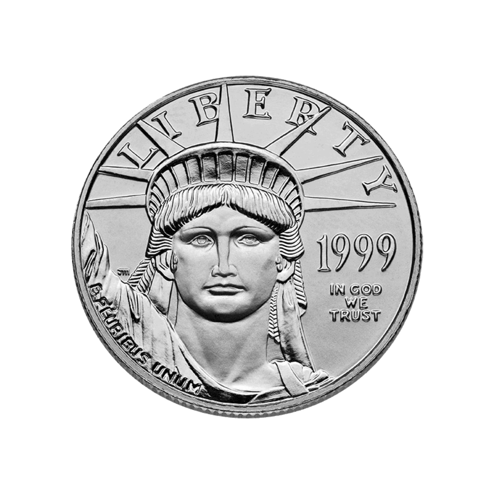 Obverse of 1/2 oz American Platinum Eagle showing Liberty