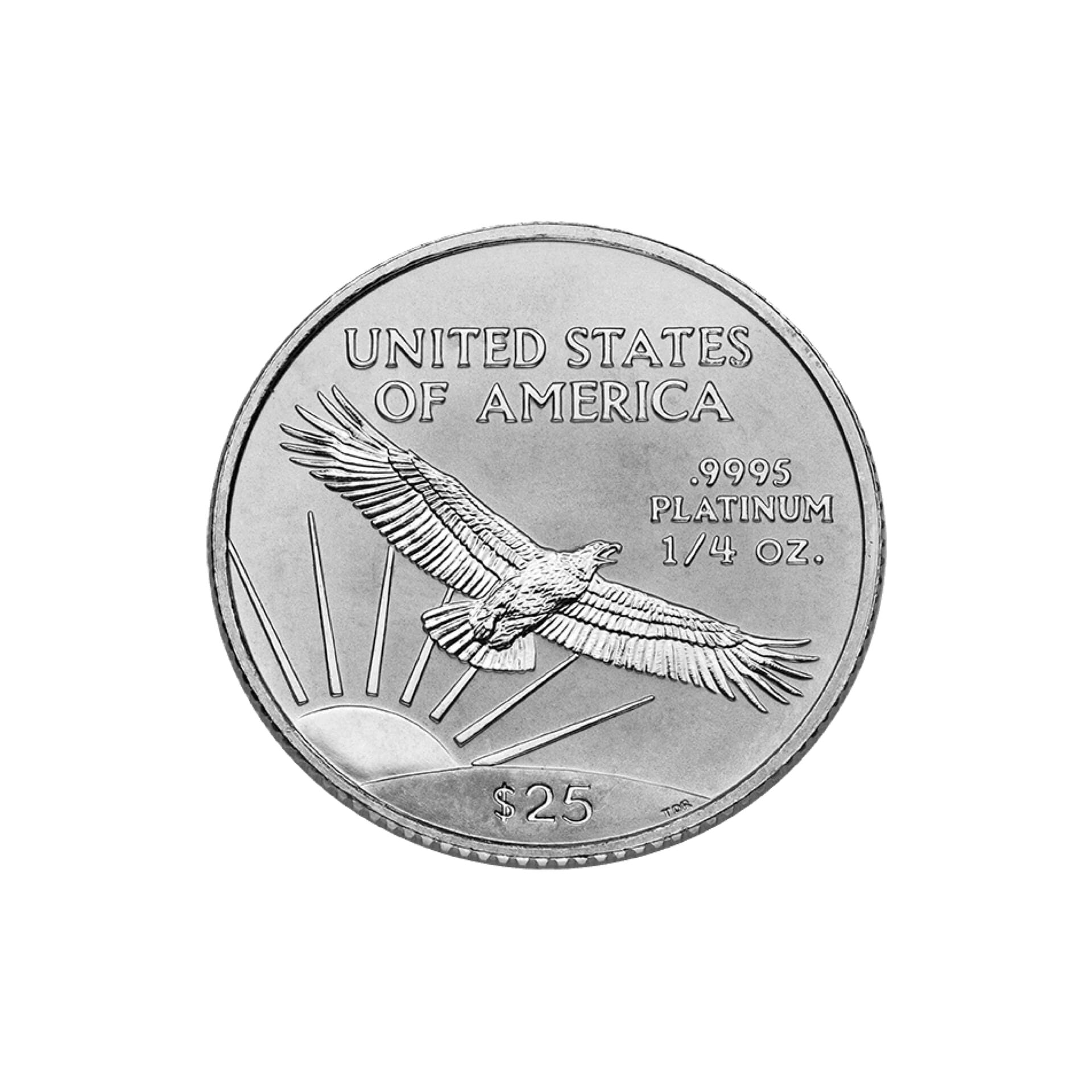 Reverse of 1/4 oz American Platinum Eagle showing eagle