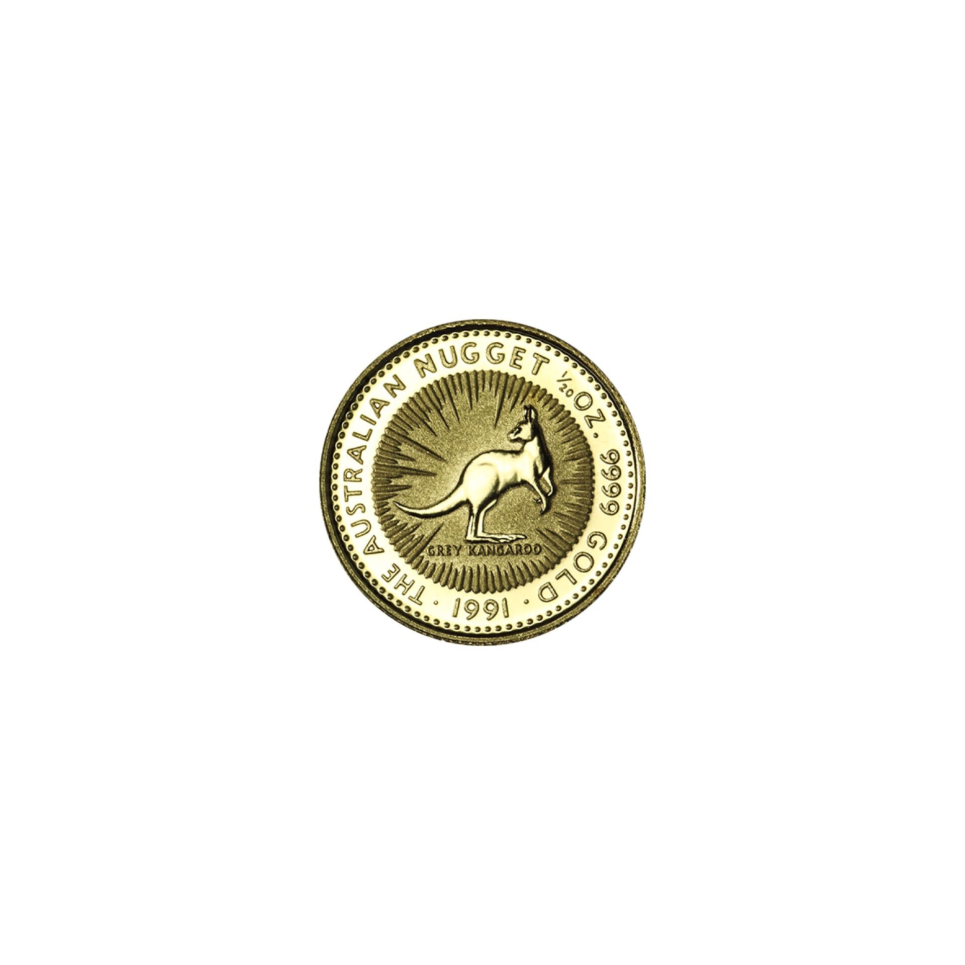 Reverse of 1/20 oz Australian Gold Kangaroo coin