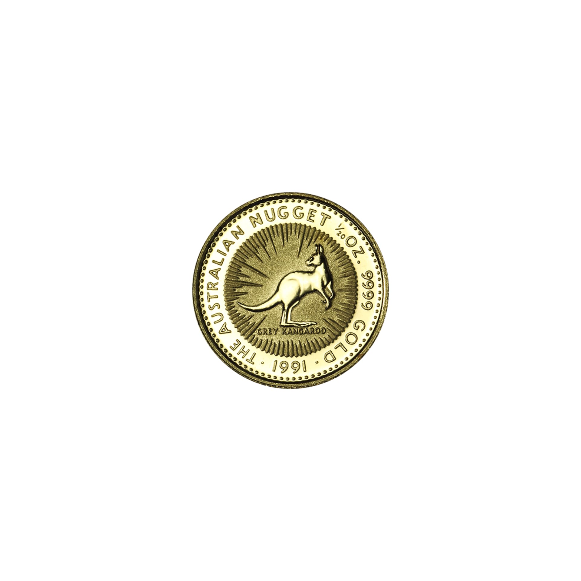 Reverse of 1/20 oz Australian Gold Kangaroo coin