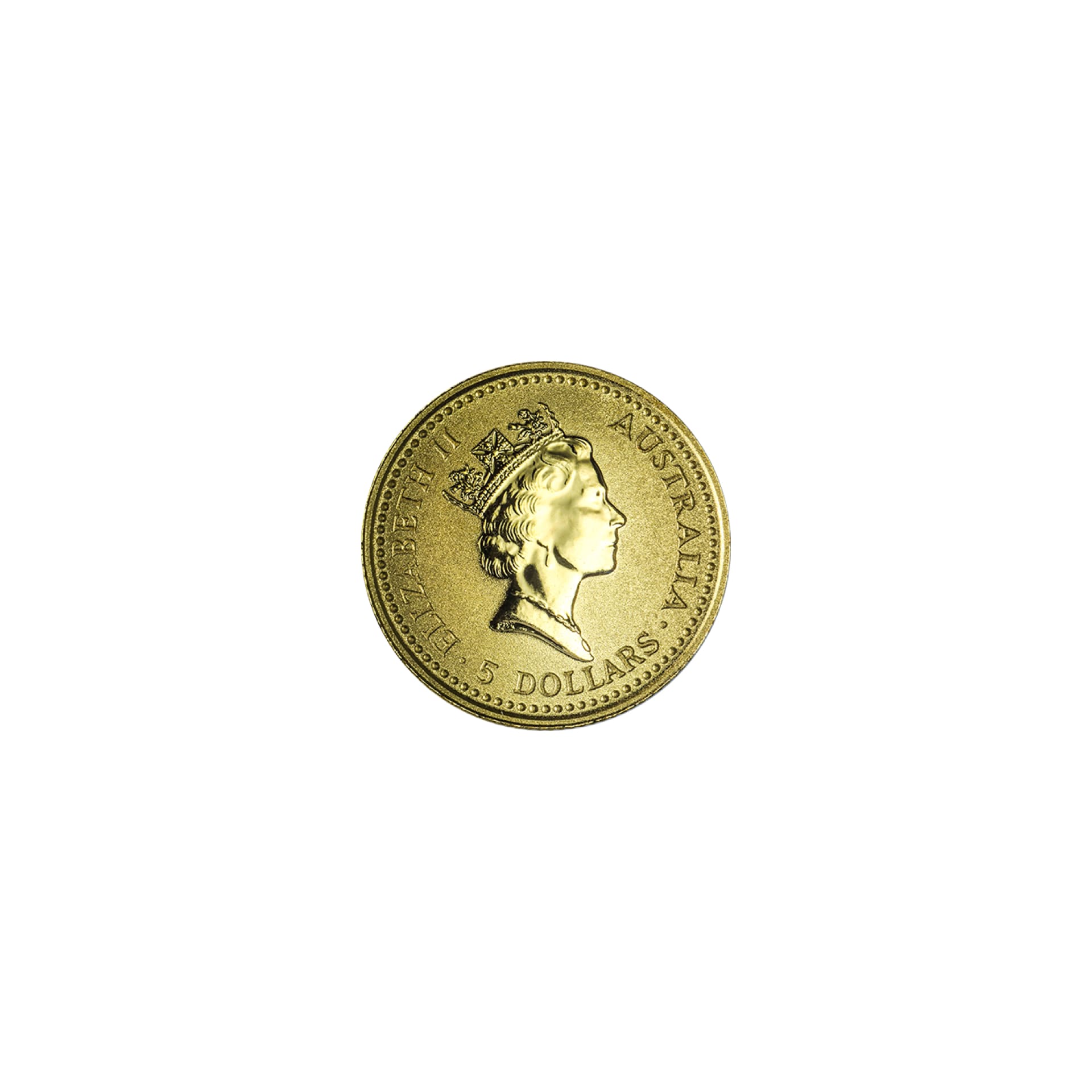 Obverse of 1/20 oz Australian Gold Kangaroo coin