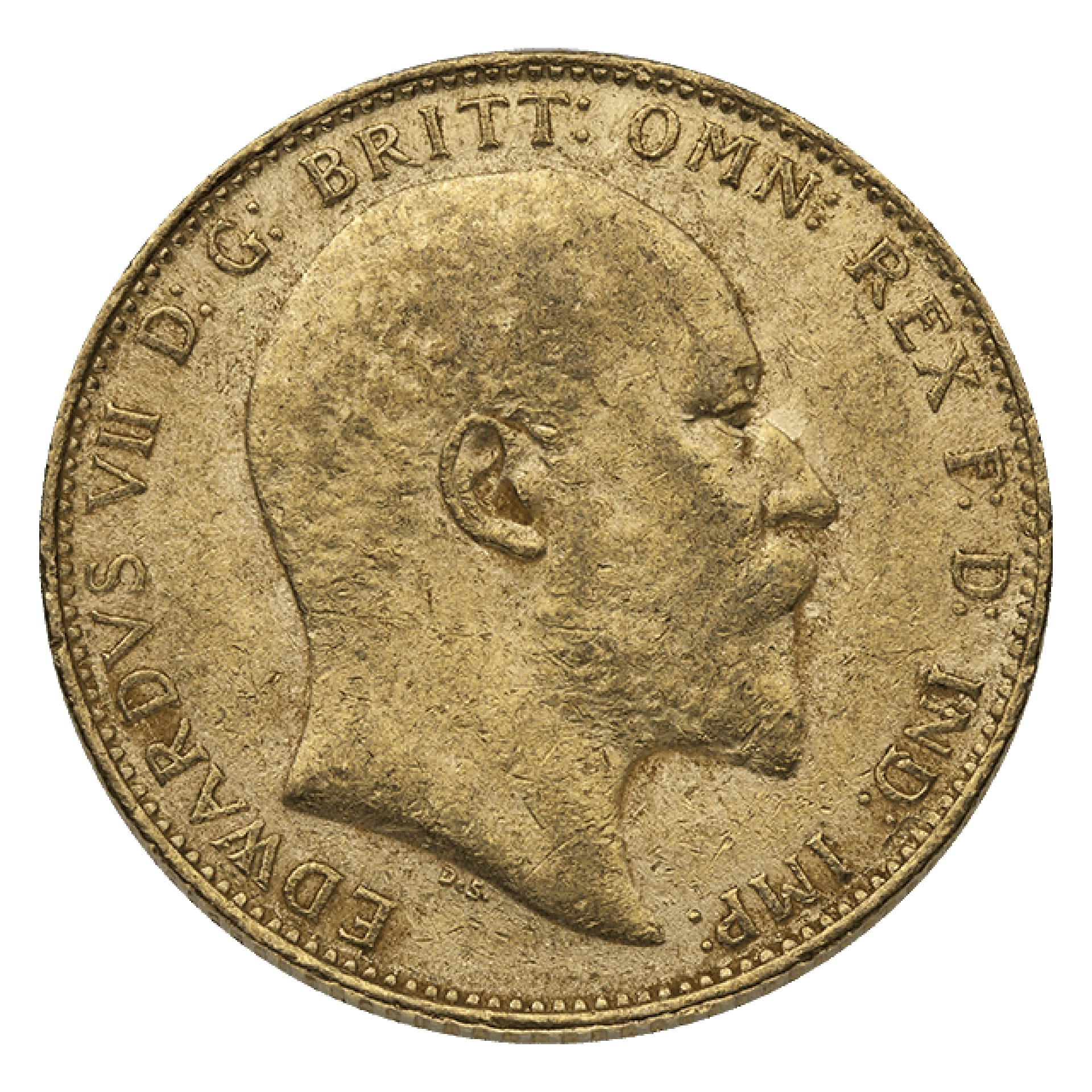 Obverse of British Gold Sovereign featuring King Edward VII or King George V