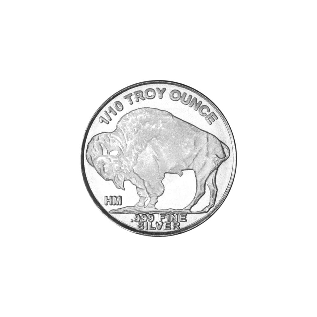 1/10 oz Silver Buffalo Round reverse