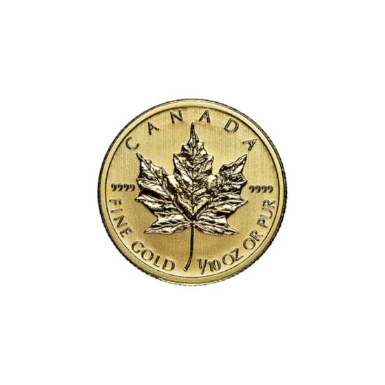1/10 oz Canadian Gold Maple Leaf reverse view