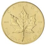 1 oz Canadian Gold Maple Leaf reverse view