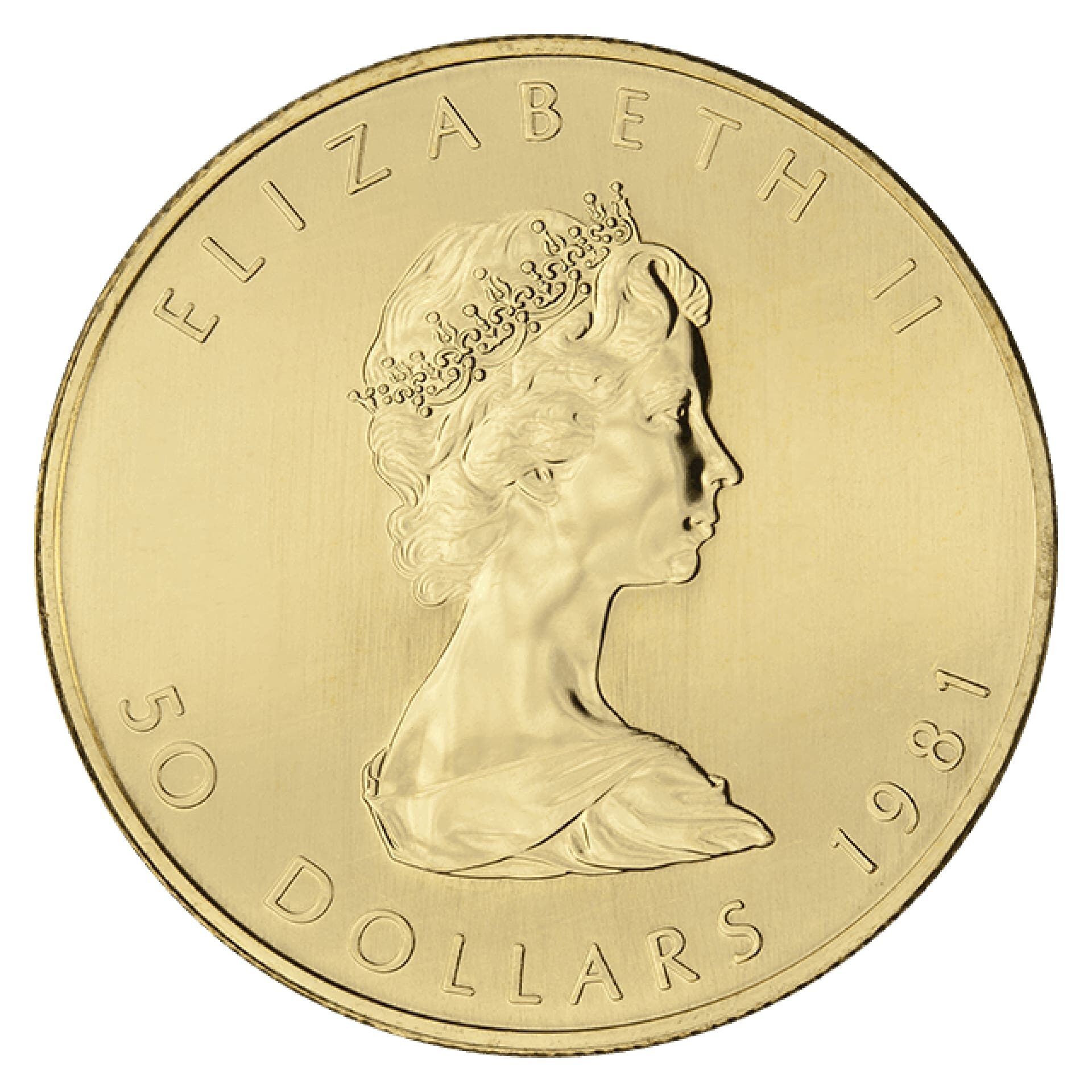 1 oz Canadian Gold Maple Leaf obverse view