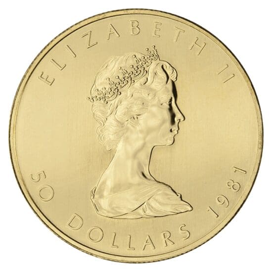 1 oz Canadian Gold Maple Leaf obverse view