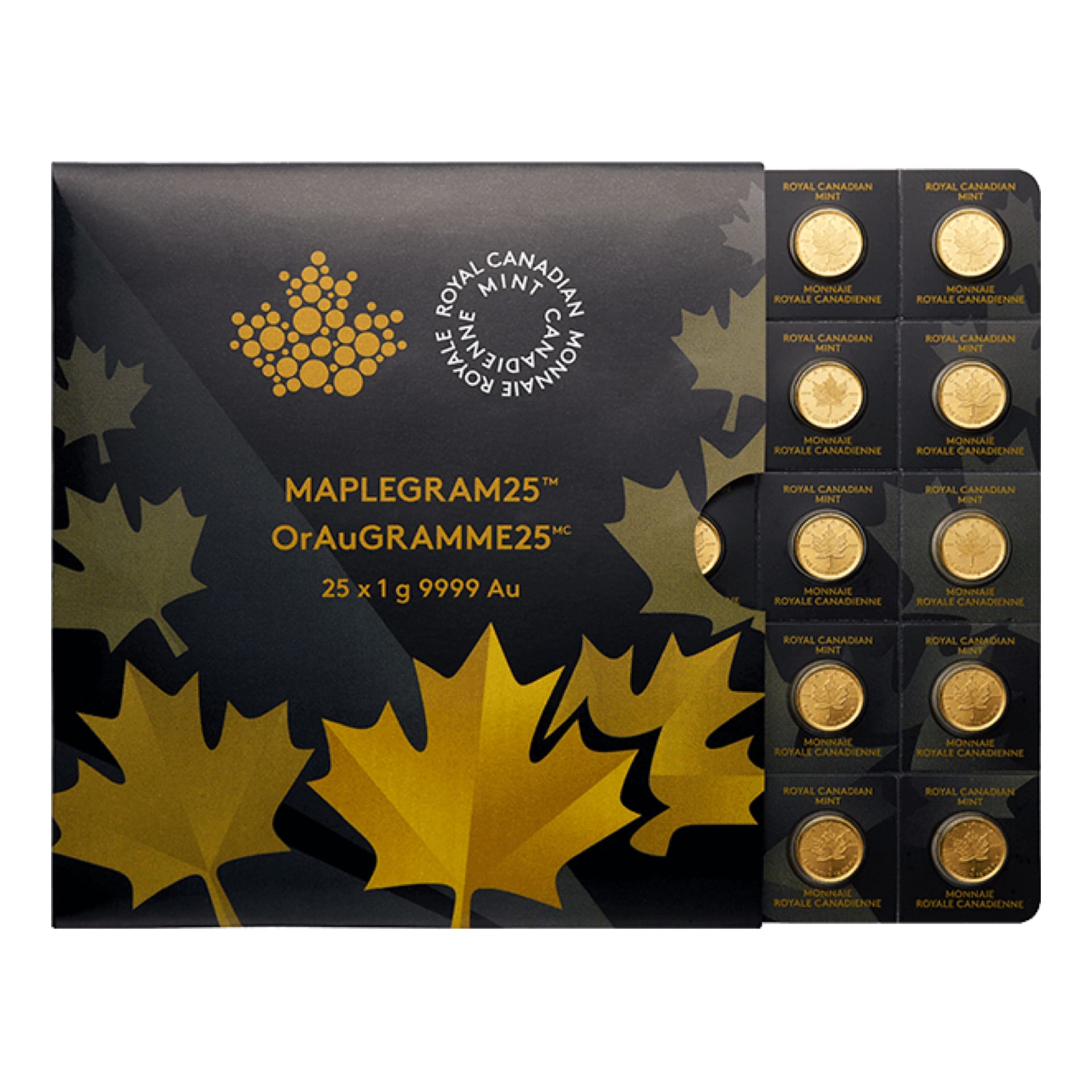 Canadian MapleGram 25 x 1 gram Box Reverse – Varied Year