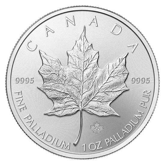1 oz Palladium Canadian Maple Leaf reverse view