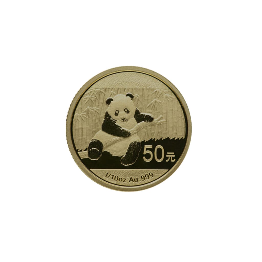 1/10 oz Chinese Gold Panda reverse view